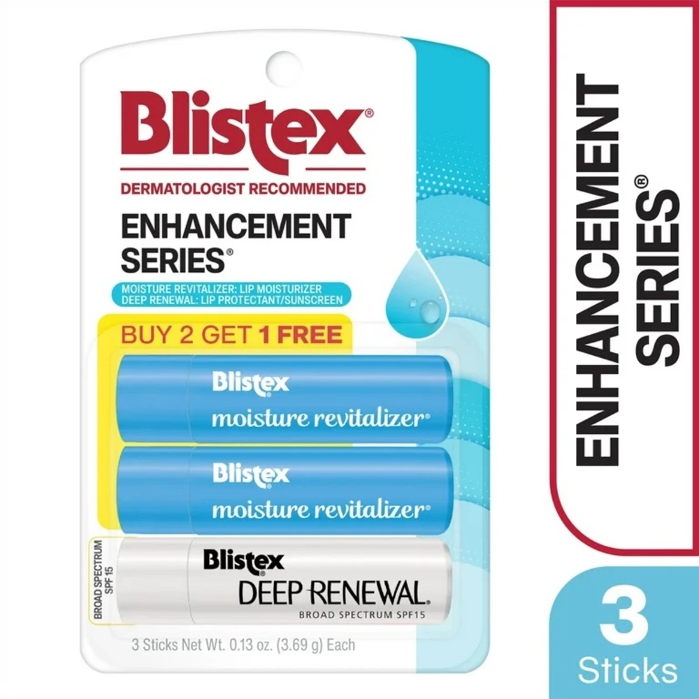 Blistex Enhancement Series 3 Count Lip Balm Value Pack NWT